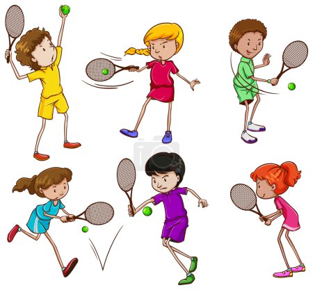 Téléchargez les illustrations : Illustration des différentes positions des joueurs de tennis - en licence libre de droit