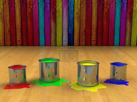 Foto de Tanque de pintura de color, fondo abstracto 3d - Imagen libre de derechos