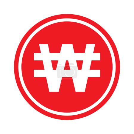 Ilustración de Ganó icono de Corea del Sur, dinero krw financiar el diseño de ingresos en efectivo, moneda logotipo ilustración vector . - Imagen libre de derechos