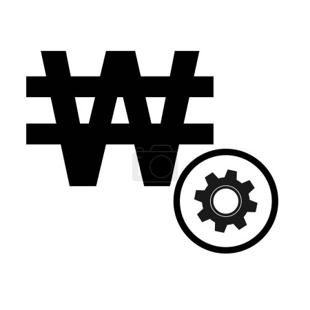 Ilustración de Ganó icono de Corea del Sur, dinero krw financiar el diseño de ingresos en efectivo, moneda logotipo ilustración vector . - Imagen libre de derechos