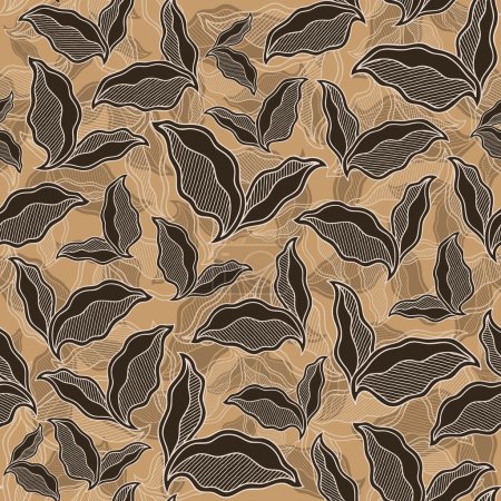 Ilustración de Patrón decorativo vintage sin costuras ornamentales. Textura elegante sin fin con hojas. Tempate para tela de diseño, fondos, papel de embalaje, paquete, cubiertas - Imagen libre de derechos