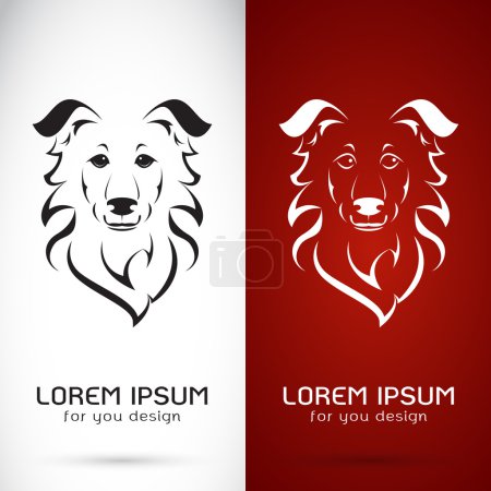Imagen vectorial de un perro sobre fondo blanco y fondo rojo, L
