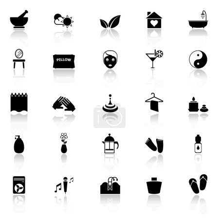 Illustration for Massage icons with reflect on white background, stock vector - Royalty Free Image