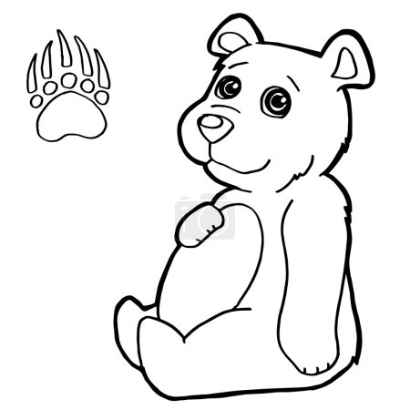 Illustration for Image of bear with paw print Coloring Pages vector - Royalty Free Image