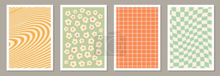 Conjunto de carteles abstractos de estilo retro de moda de 1970