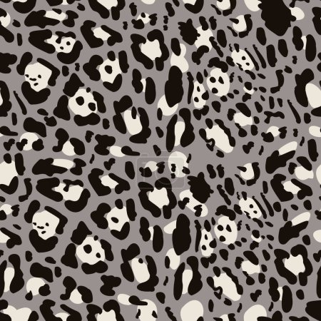 Diseño de patrón de leopardo de nieve gris. Textura sin costura animal. Ilustración vectorial.