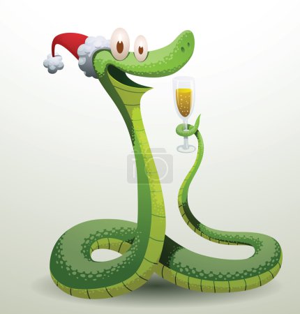 Serpiente de Santa con una copa de champán

