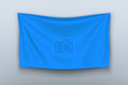 Illustration for Illustration of blue realistic textile with shadow on grey background - Royalty Free Image