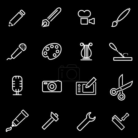 Juego de iconos de herramienta de arte de línea vectorial
