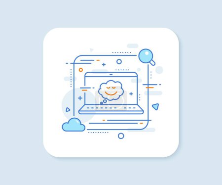 Ilustración de Burbuja de habla cómica con el icono de la línea de sonrisa. Botón de vector abstracto. Signo de emoción de chat. Icono de línea de burbuja de voz. Insignia concepto portátil. Vector - Imagen libre de derechos