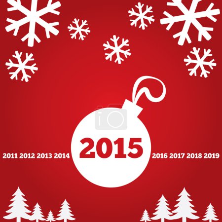 Feliz Año Nuevo tarjeta de felicitaciones con iconos planos
