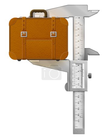Ilustración de Concepto de tamaño de medición de la bolsa de viaje. Ilustración vectorial cualitativa sobre viajes, equipaje, turismo, accesorios, vacaciones, equipaje, viaje, etc. - Imagen libre de derechos