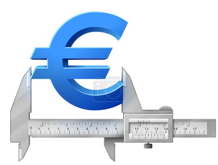 Ilustración de Concepto de medir el tamaño del signo de dinero. Ilustración cualitativa de vectores para la banca, la industria financiera, la economía, la contabilidad, etc. Tiene transparencia, modos de mezcla, máscaras, gradientes - Imagen libre de derechos