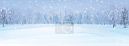 Illustration for Vector winter landscape with forest background. - Royalty Free Image