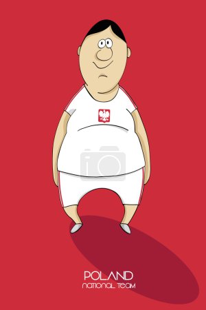 Illustration for Cartoon football player in a jersey of national team of Poland - Royalty Free Image