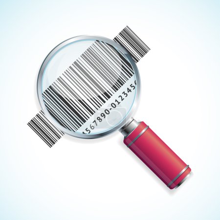 Lupa de vectores y código de barras

