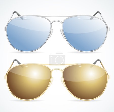 Ilustración de Set de gafas de sol Aviator, protección contra la luz del sol brillante. Ilustración vectorial - Imagen libre de derechos