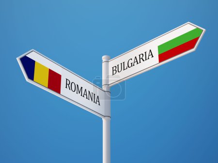 Rumania Bulgaria Firma el concepto de banderas
