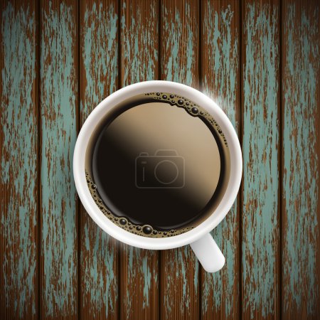 Ilustración de Una taza de café blanco en la vieja mesa de madera. Vector de stock
. - Imagen libre de derechos