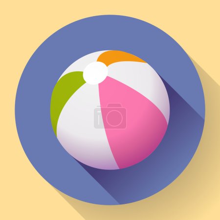 Icono de Beach Ball. Moderno estilo plano con una sombra larga
