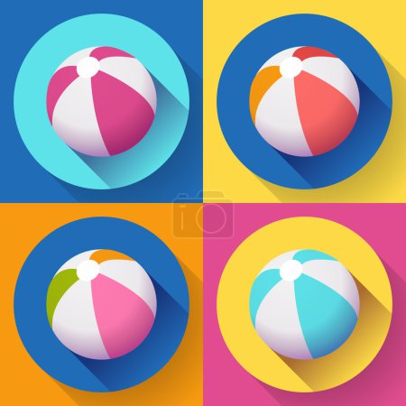 Set of Beach Ball icons. Modern Flat style with a long shadow