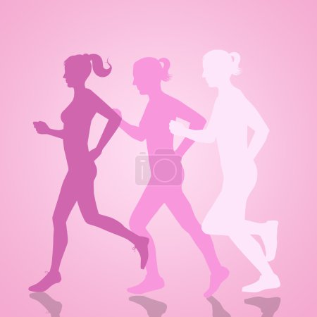 Mujeres corriendo para la conciencia del cáncer de mama
