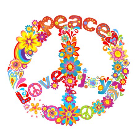 Illustration for Peace flower symbol with hippie symbolic - Royalty Free Image