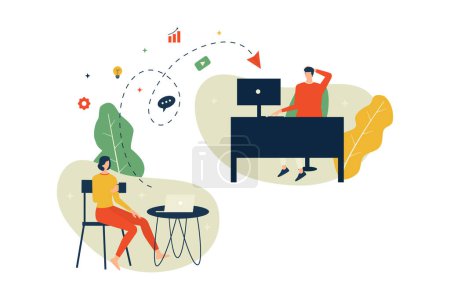 Photo for Vector illustration, partnership work from home and office - Royalty Free Image