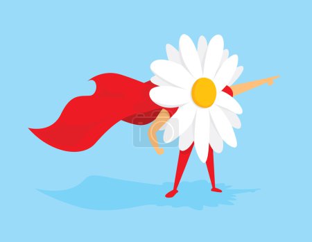 Poder de la flor super héroe con capa
