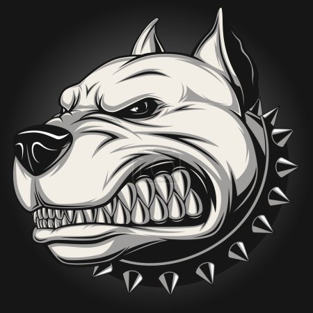 Illustration for Vector illustration Angry pitbull mascot head, on a white background - Royalty Free Image