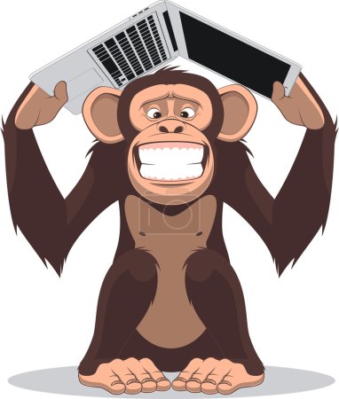 Illustration for Vector illustration, Clever monkey at a computer - Royalty Free Image