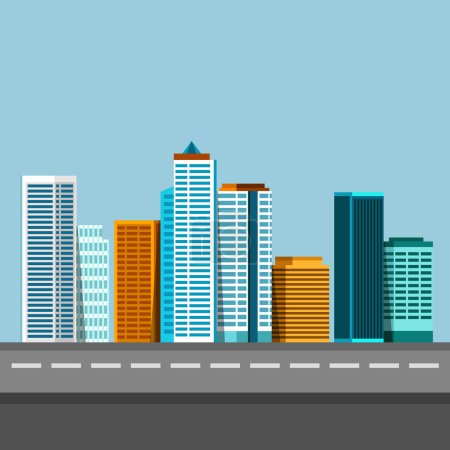 Illustration vectorielle plate du paysage urbain .