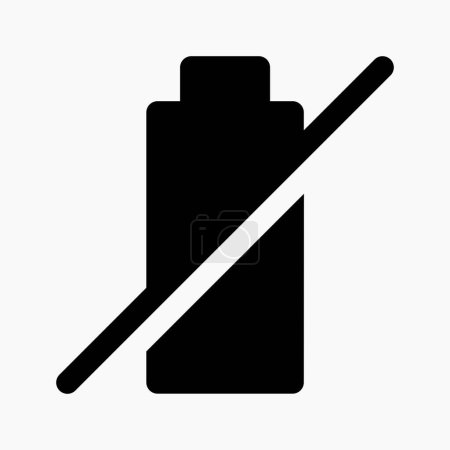 Ilustración de Vector icono de la batería con una cruz para indicar que la batería está vacía, el cargador no se está cargando, no se detecta batería. adecuado para su uso en la interfaz de tema del sistema operativo - Imagen libre de derechos
