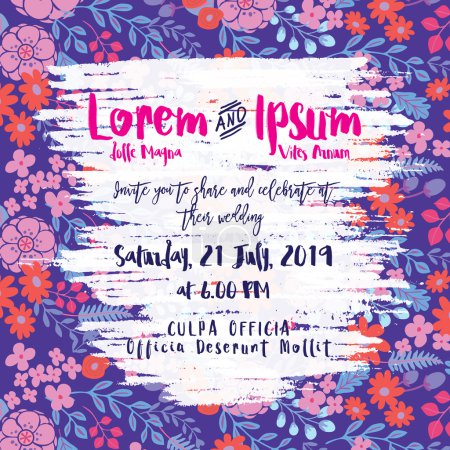 Plantilla de diseño de tarjeta de invitación de boda floral
