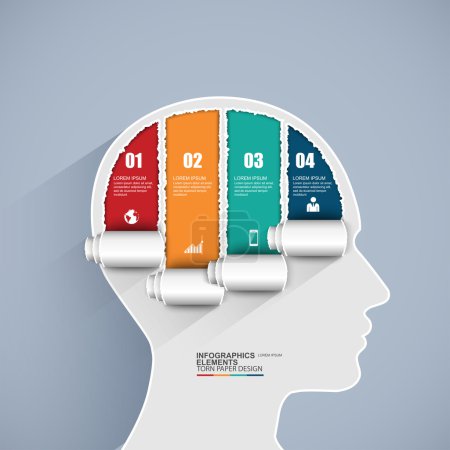 Téléchargez les illustrations : Modèle de conception vectorielle de cerveau infographie. PSE10 - en licence libre de droit