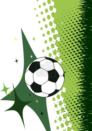 Téléchargez les illustrations : Football poster.Fond vert avec des éléments abstraits.Grille verticale - en licence libre de droit