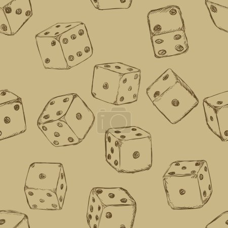 Illustration for Vector Seamless Pattern Background of Sketch Dices - Royalty Free Image