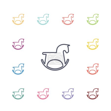 juguete de caballo iconos planos conjunto
