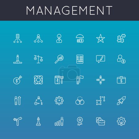 Illustration for Vector Management Line Icons isolated on gradients background - Royalty Free Image