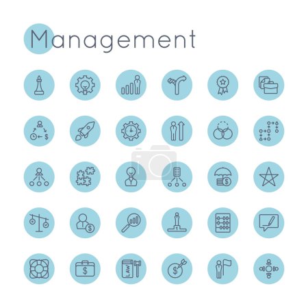 Iconos de gestión vectorial redonda
