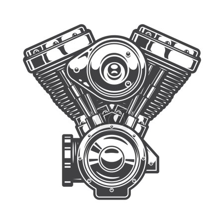 Illustration for Illustration of motorcycle engine. Monochrome style - Royalty Free Image