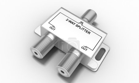 Antennensplitter auf weißem Hintergrund. 3D-Darstellung