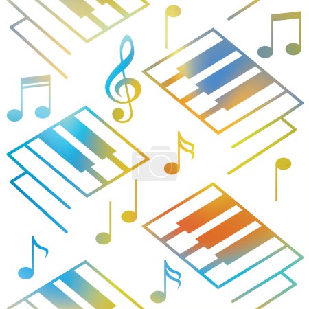 Illustration for Abstract music backgrounds. Piano keys and musical notes. Interior wall decoration. Seamless pattern. Stock vector. Wallpaper texture background. - Royalty Free Image