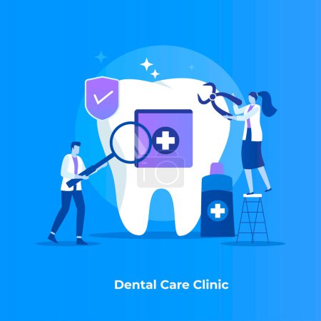 Ilustración plana concepto de cuidado dental. Ilustración para sitios web, landing pages, aplicaciones móviles, carteles y banners.
