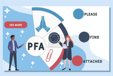 Ilustración de Plantilla de diseño web vectorial. PFA - Por favor, busque adjunto. acrónimo. fondo concepto de negocio. ilustración para el banner del Web site, materiales de la comercialización, presentación de negocio, publicidad en línea. - Imagen libre de derechos