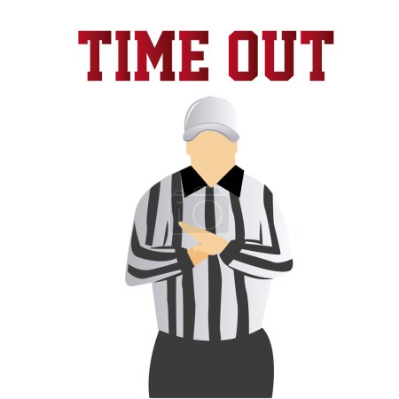 Illustration for A referee doing a time out signal on a white background with text - Royalty Free Image