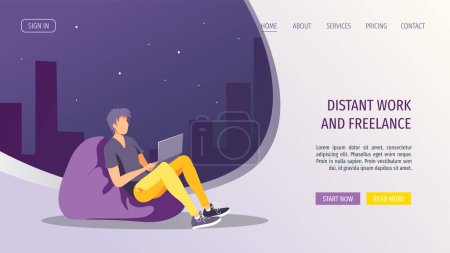 Illustration for Working at home concept vector illustration - Royalty Free Image