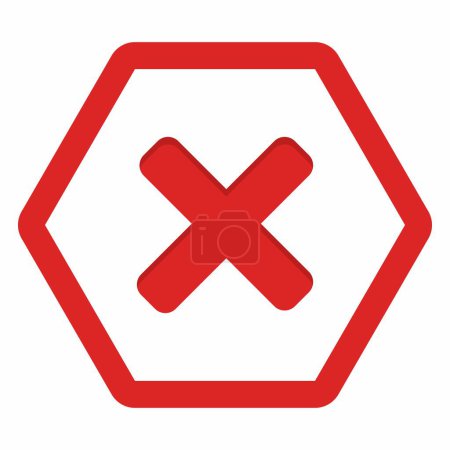 Ilustración de Marcas equivocadas, marcas cruzadas, rechazadas, desaprobadas, no, falsas, no aceptadas, elecciones equivocadas, finalización de tareas, votación. - símbolos de marca de vector en rojo. Icono aislado. Ilustración de vector de estilo plano. - Imagen libre de derechos