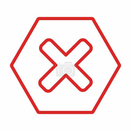 Ilustración de Marcas equivocadas, marcas cruzadas, rechazadas, desaprobadas, no, falsas, no aceptadas, elecciones equivocadas, finalización de tareas, votación. - símbolos de marca de vector en rojo. Icono aislado. Ilustración de vector de estilo plano. - Imagen libre de derechos