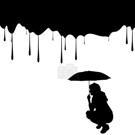 Silhouettes of woman with umbrella